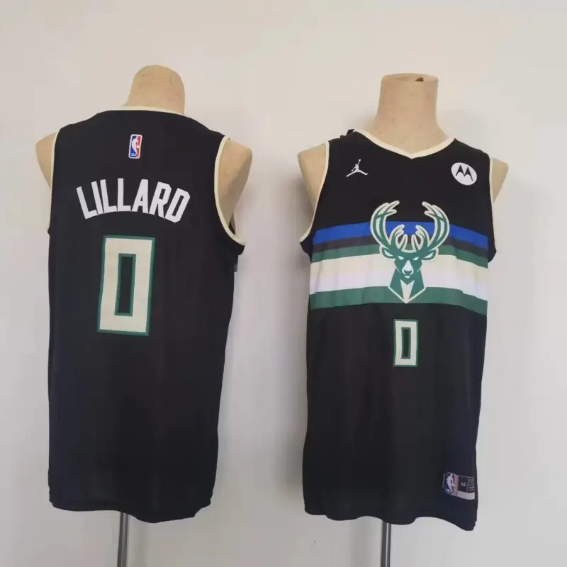 Camiseta Damian Lillard #0 Milwaukee Bucks City Edition Negro