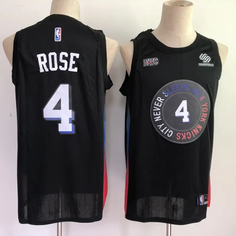 Camiseta Derrick Rose #4 New York Knicks 2021 City Edition Negro Camiseta Derrick Rose #4 New York Knicks 2021 City Edition Negro