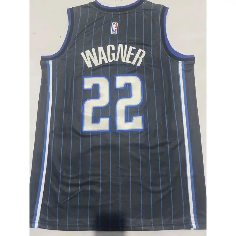 Camiseta Franz Wagner #22 Orlando Magic Rayas Negro