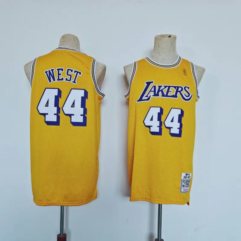 Camiseta Jerry West #44 Los Angeles Lakers Retro Amarillo