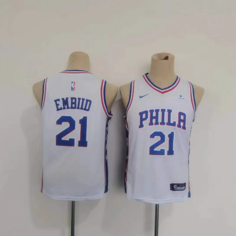 Camiseta Joel Embiid #21 Philadelphia 76ers Blanco Niño