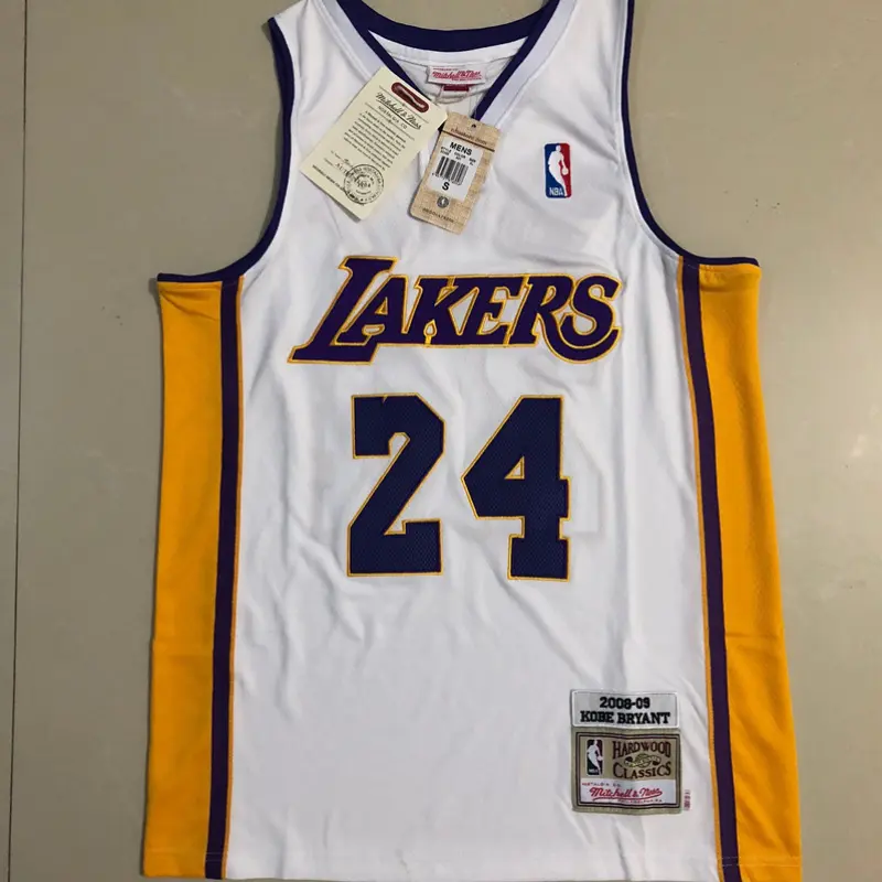 Camiseta Kobe Bryant #24 Los Angeles Lakers 2008/09 Bordado Blanco