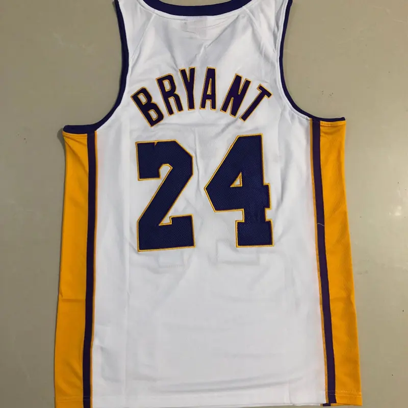 Camiseta Kobe Bryant #24 Los Angeles Lakers 2008/09 Bordado Blanco