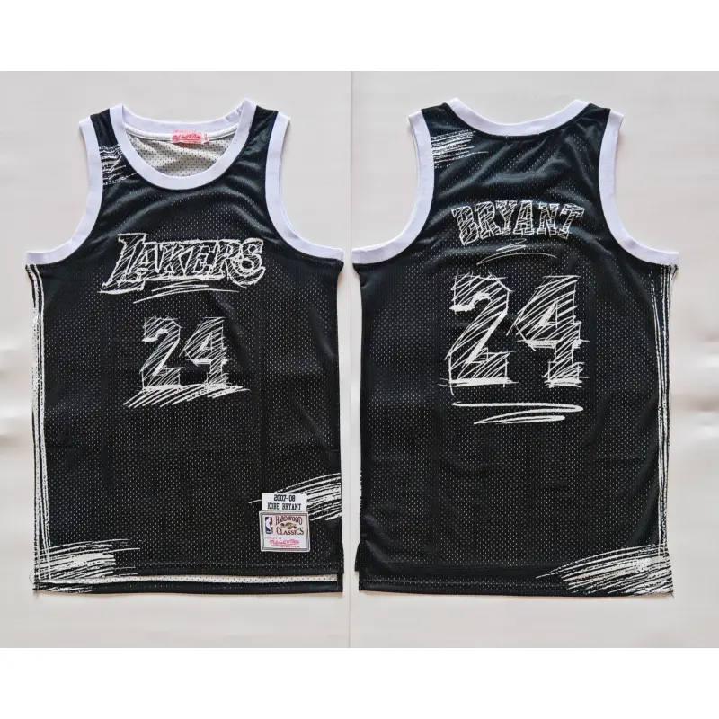Camiseta Kobe Bryant #24 Los Angeles Lakers Bosquejo Negro