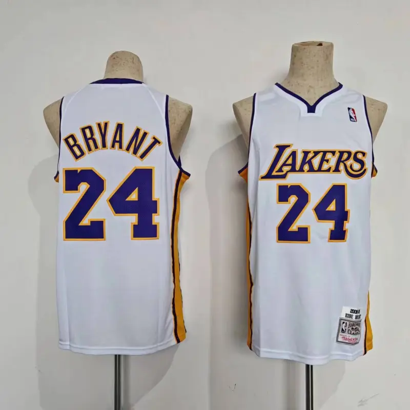 Camiseta Kobe Bryant #24 Los Angeles Lakers Cuello en V Retro Blanco