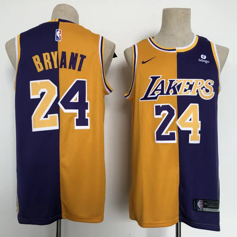 Camiseta Kobe Bryant #24 Los Angeles Lakers Estilo Amarillo/Morado