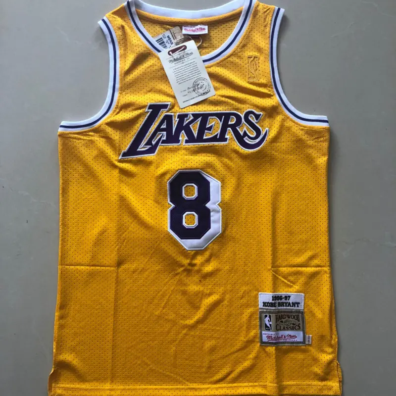 Camiseta Kobe Bryant #8 Los Angeles Lakers 1996/97 Bordado Amarillo