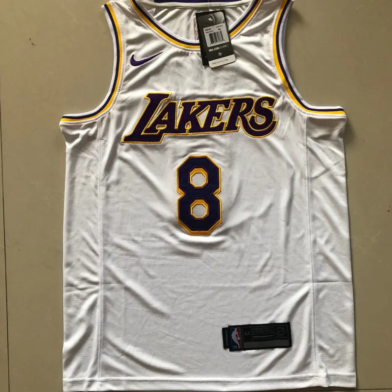 Camiseta Kobe Bryant #8 Los Angeles Lakers Bordado Blanco Retro