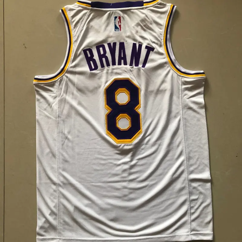 Camiseta Kobe Bryant #8 Los Angeles Lakers Bordado Blanco Retro 