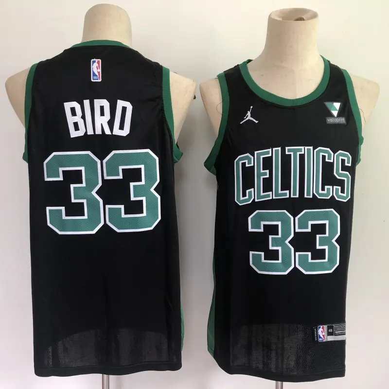 Camiseta Larry Bird #33 Boston Celtics Jordan Negro