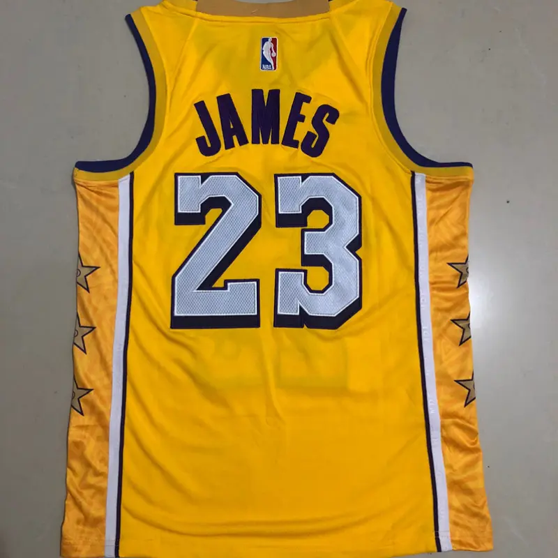 Camiseta LeBron James #23 Los Angeles Lakers Amarillo City Edition Camiseta LeBron James #23 Los Angeles Lakers Amarillo City Edition