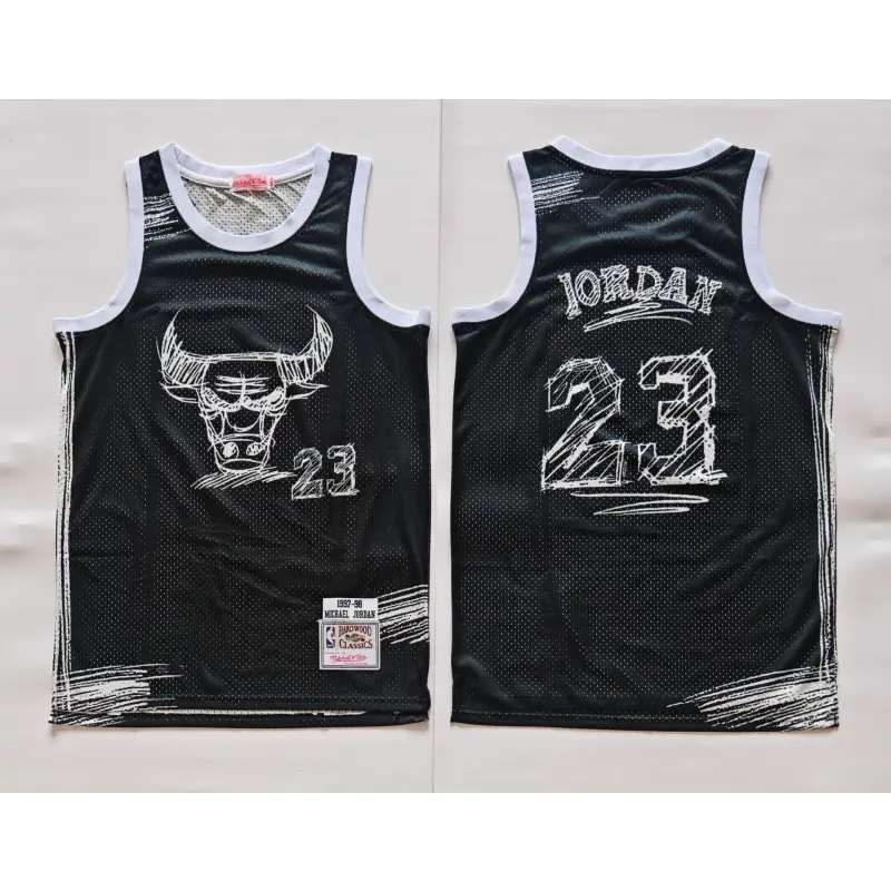 Camiseta Michael Jordan #23 Chicago Bulls Bosquejo Negro