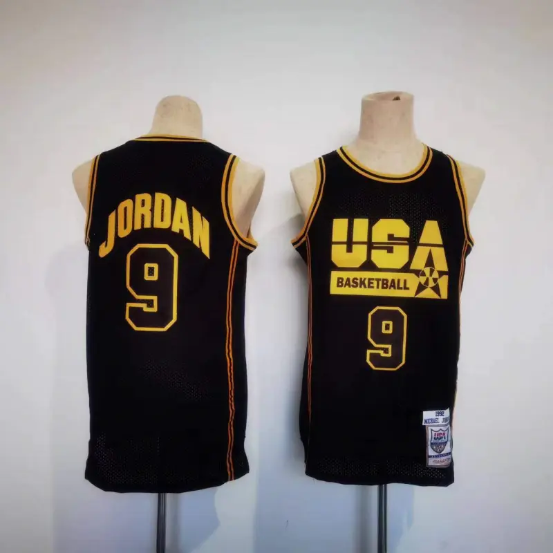 Camiseta Michael Jordan #9 USA Dream Team Oro Negro