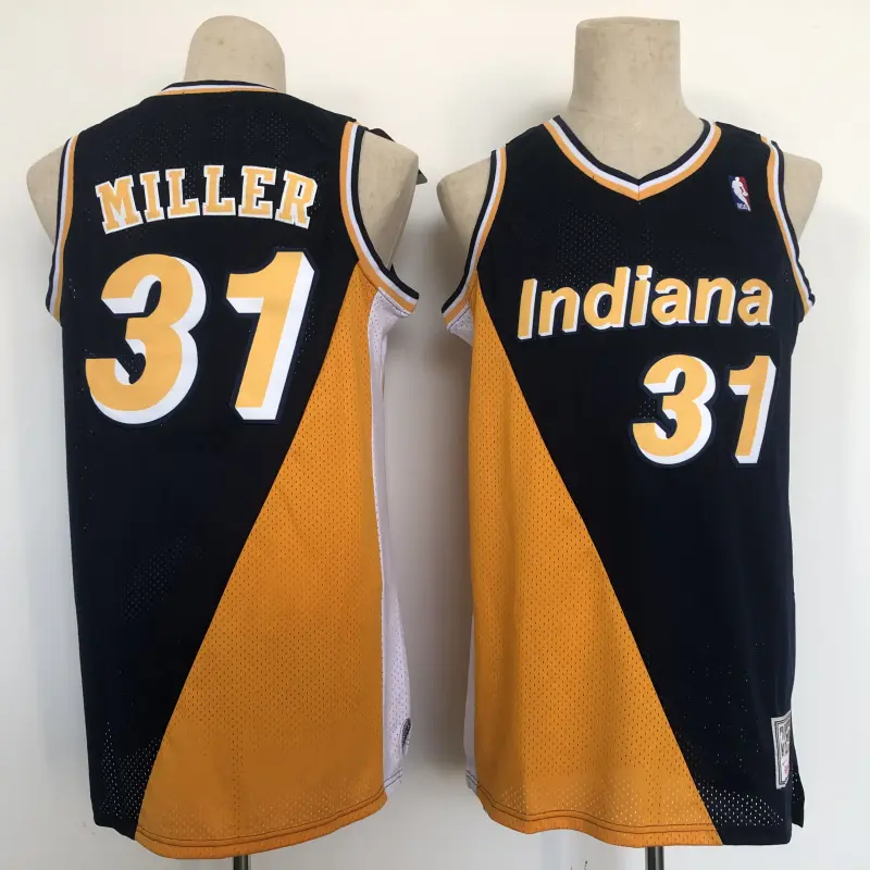 Camiseta Reggie Miller #31 Indiana Pacers Retro Azul/Amarillo