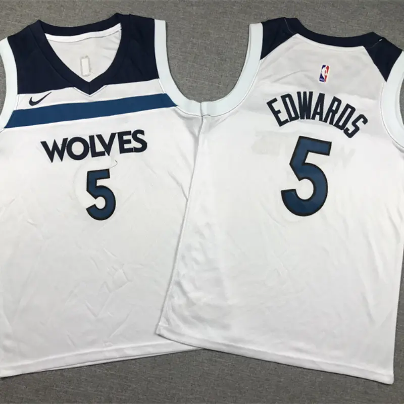 Camiseta Anthony Edwards #5 Minnesota Timberwolves Blanco Niño