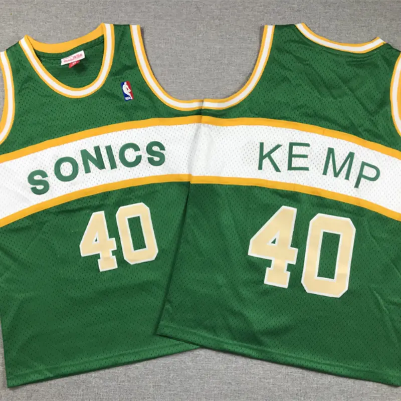 Camiseta Shawn Kemp #40 Seattle Super Sonics Verde/Blanco Classic Edition Niño