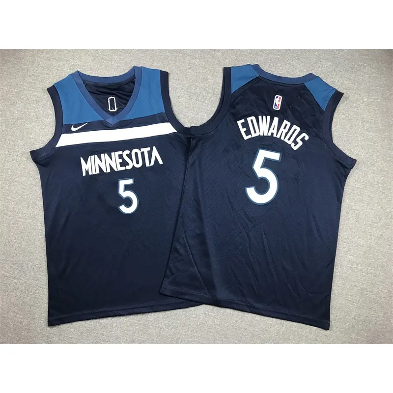 Camiseta Anthony Edwards #5 Minnesota Timberwolves Azul Niño