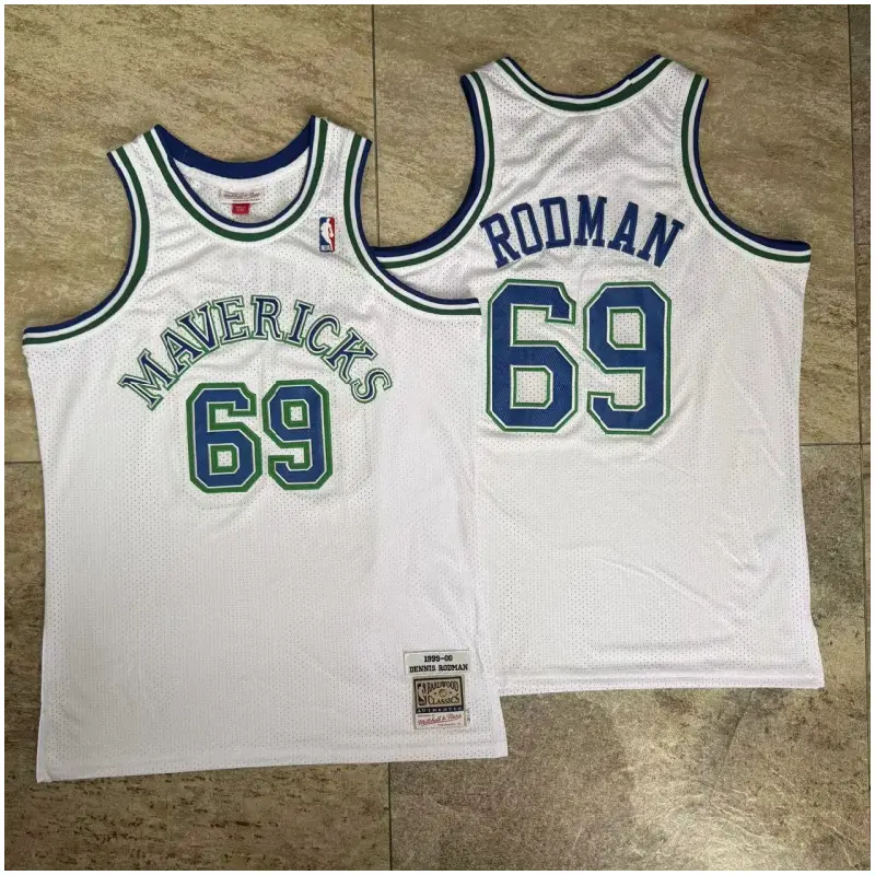 Camiseta Dennis Rodman #69 Dallas Mavericks 1999/2000 Retro Blanco