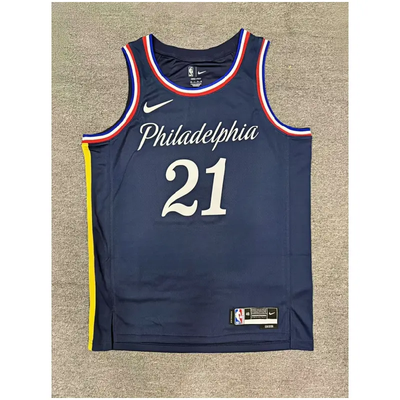 Camiseta Joel Embiid #21 Philadelphia 76ers 2026 City Edition Azul Oscuro
