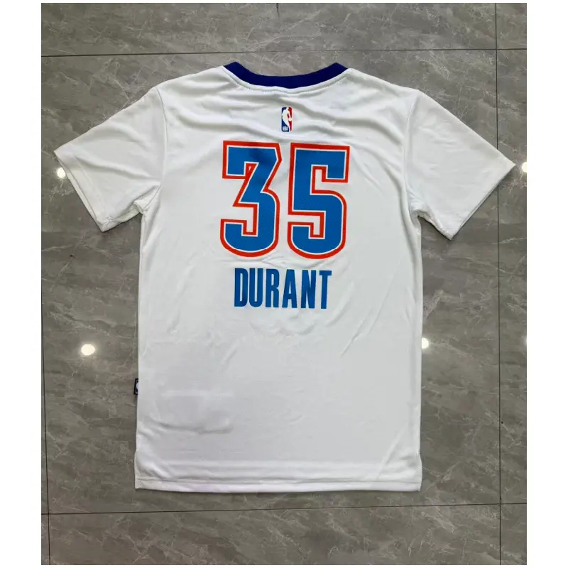 Camiseta Manga Corta Kevin Durant #35 Oklahoma City Thunder 2015 Blanco