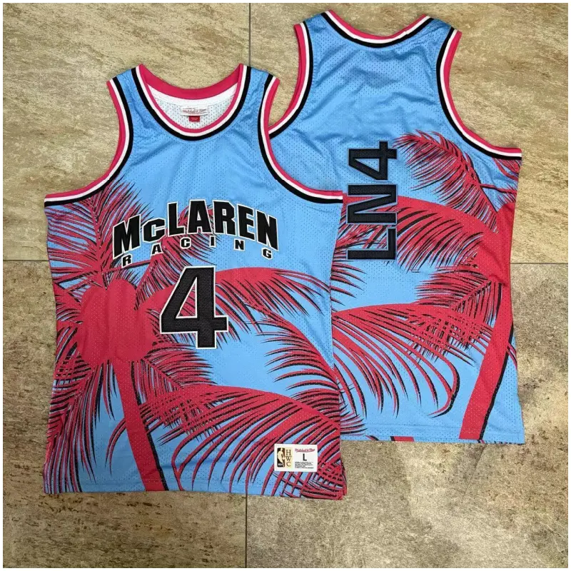 Camiseta McLaren F1 x Mitchell & Ness Miami GP Light Blue LN4