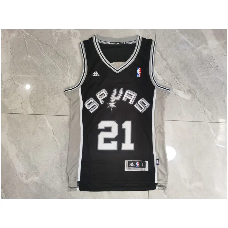 Camiseta Tim Duncan #21 San Antonio Spurs Negro Cuello V