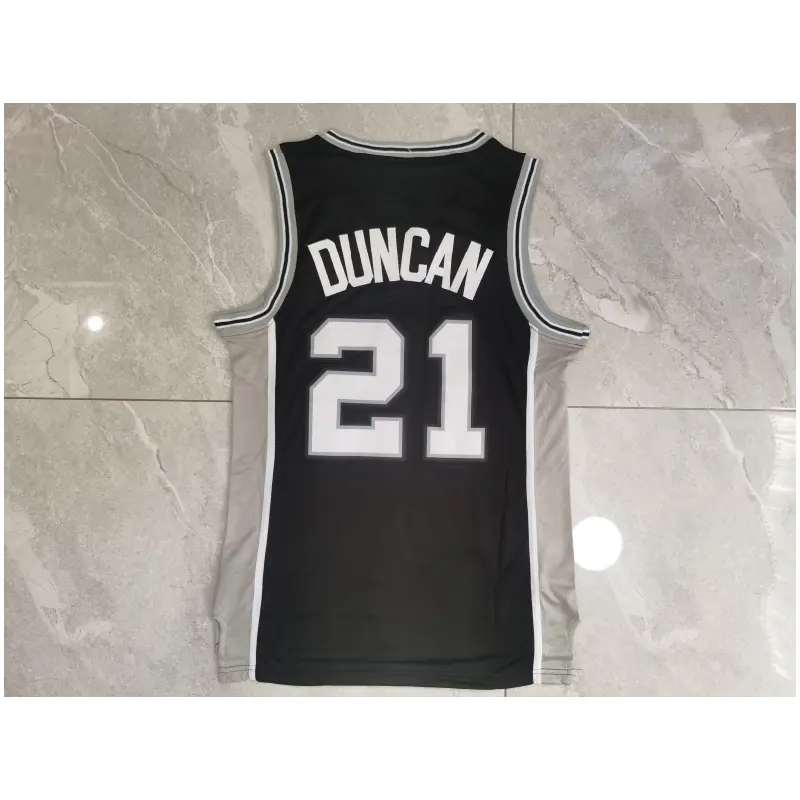 Camiseta Tim Duncan #21 San Antonio Spurs Negro Cuello V