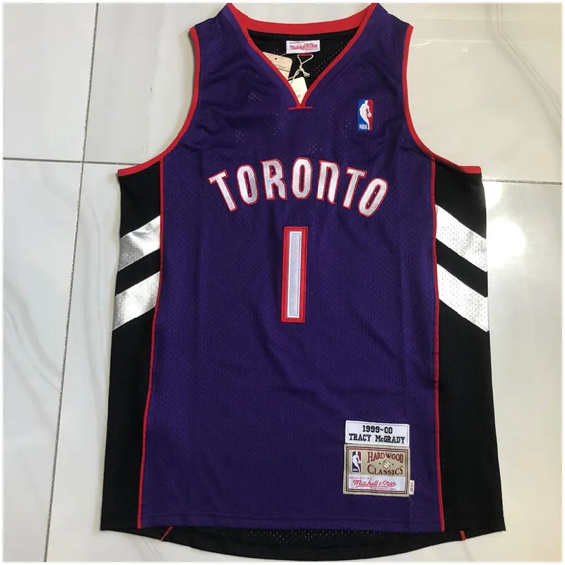 Camiseta Tracy McGrady #1 Toronto Raptors 1999/2000 Morado/Negro
