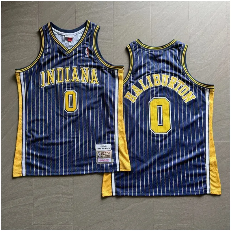Camiseta Tyrese Haliburton #0 Indiana Pacers 2020/2021 Azul Con Rayas