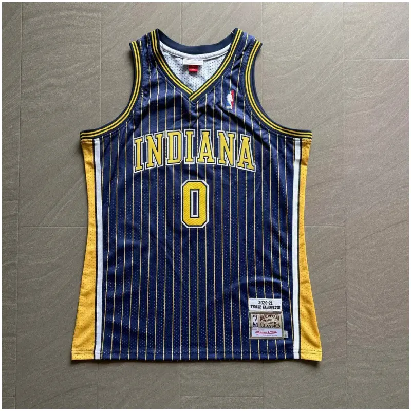 Camiseta Tyrese Haliburton #0 Indiana Pacers 2020/2021 Azul Con Rayas