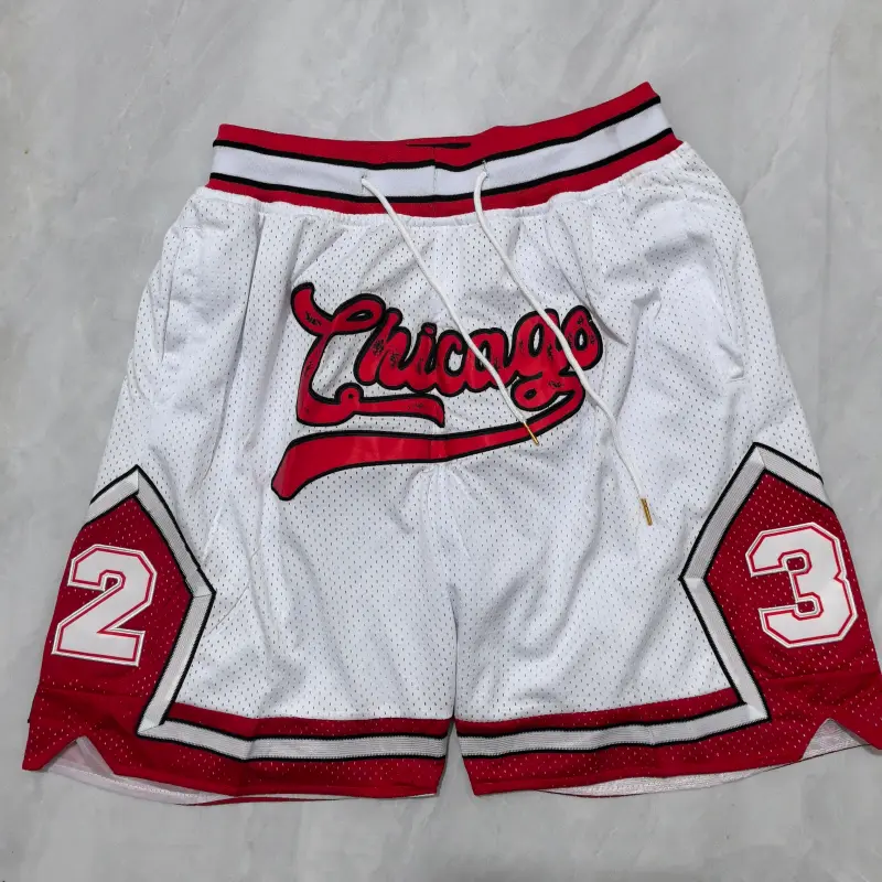 Pantalon Corto De Bolsillo Chicago Bulls Blanco/Rojo Classic Edition