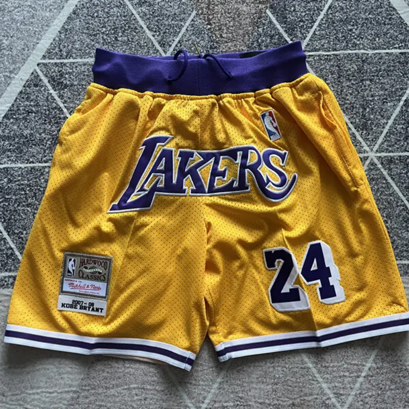 Pantalon Corto De Bolsillo Kobe Bryant #24 Los Angeles Lakers 2007/2008 Amarillo Classic Edition