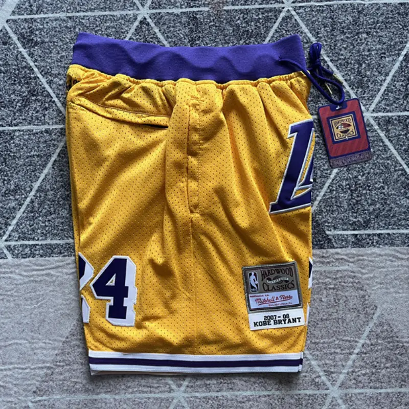 Pantalon Corto De Bolsillo Kobe Bryant #24 Los Angeles Lakers 2007/2008 Amarillo Classic Edition