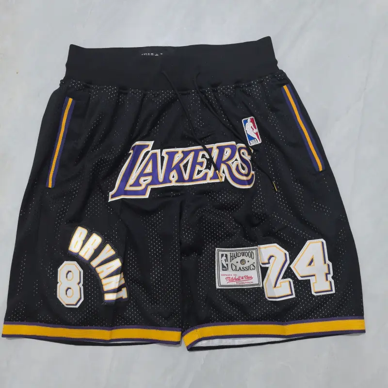 Pantalon Corto de Bolsillo Kobe Bryant #8&24 Los Angeles Lakers Retro Negro
