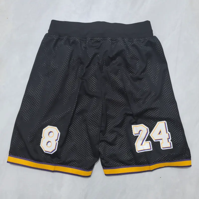 Pantalon Corto de Bolsillo Kobe Bryant #8&24 Los Angeles Lakers Retro Negro