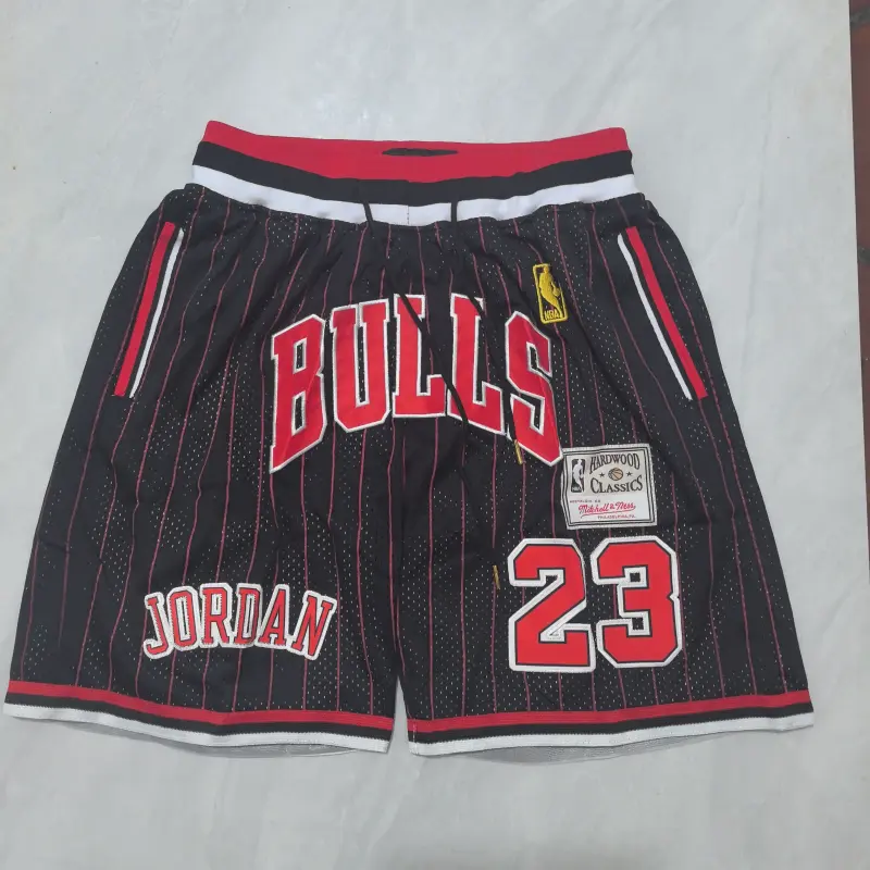 Pantalon Corto De Bolsillo Michael Jordan #23 Chicago Bulls Classic Edition Negro Con Rayas