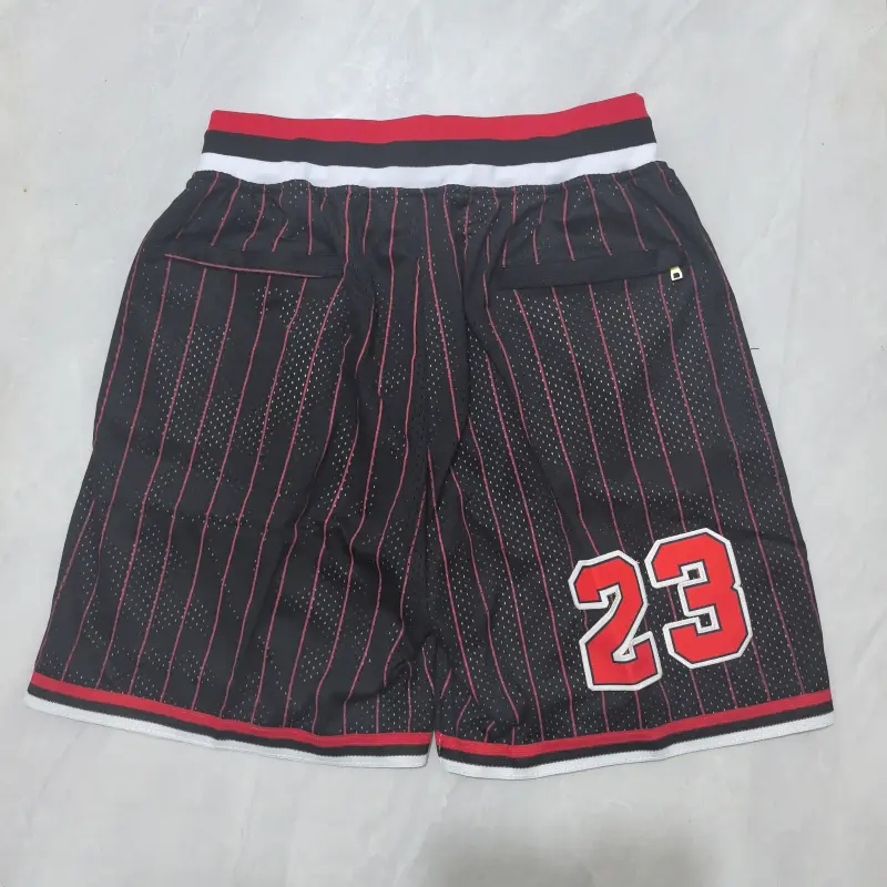Pantalon Corto De Bolsillo Michael Jordan #23 Chicago Bulls Classic Edition Negro Con Rayas