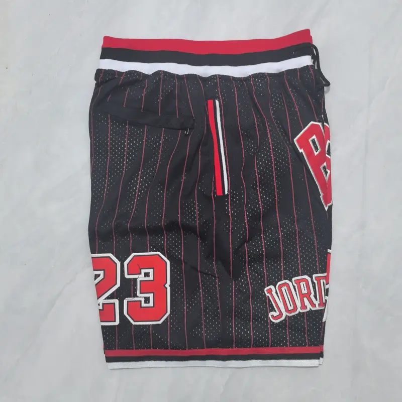 Pantalon Corto De Bolsillo Michael Jordan #23 Chicago Bulls Classic Edition Negro Con Rayas
