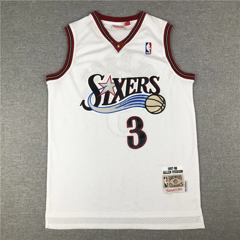 Camiseta Allen Iverson #3 Philadelphia 76ers 1997/98 Blanco Retro
