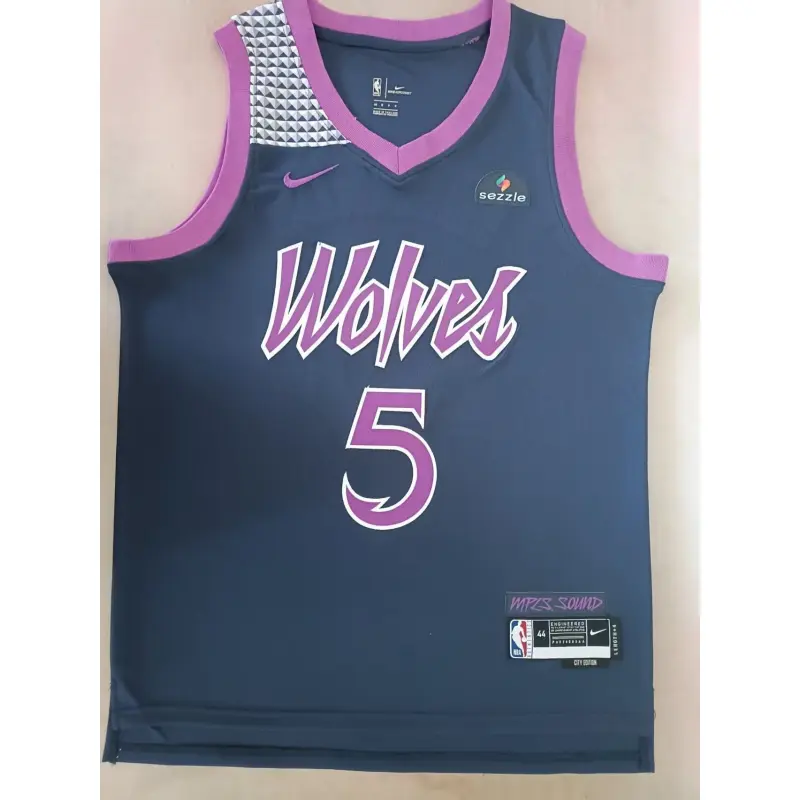 Camiseta Anthony Edwards #5 Minnesota Timberwolves Azul Oscuro/Morado City Edition