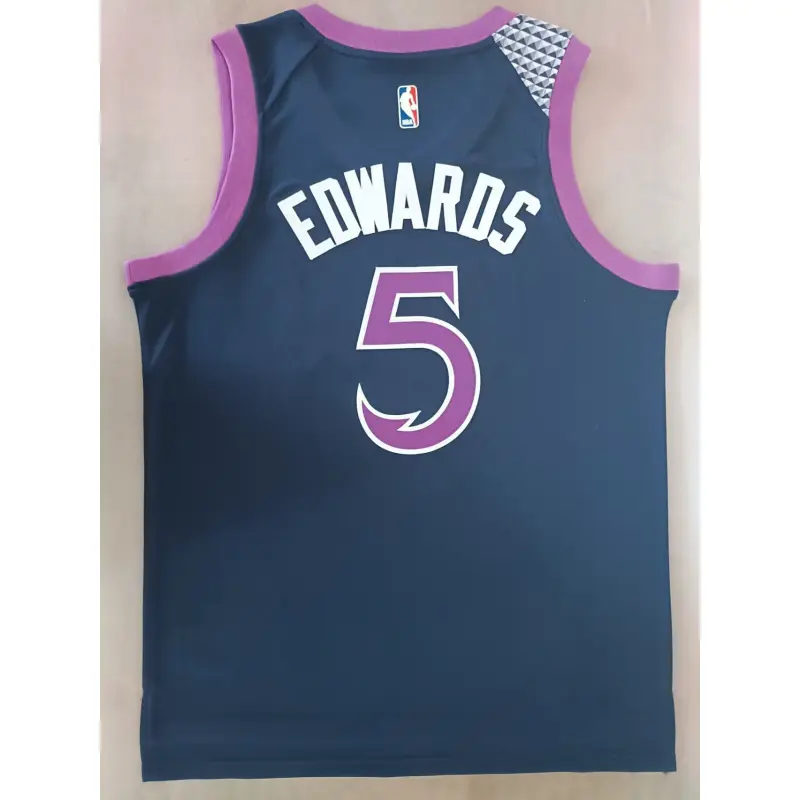 Camiseta Anthony Edwards #5 Minnesota Timberwolves Azul Oscuro/Morado City Edition