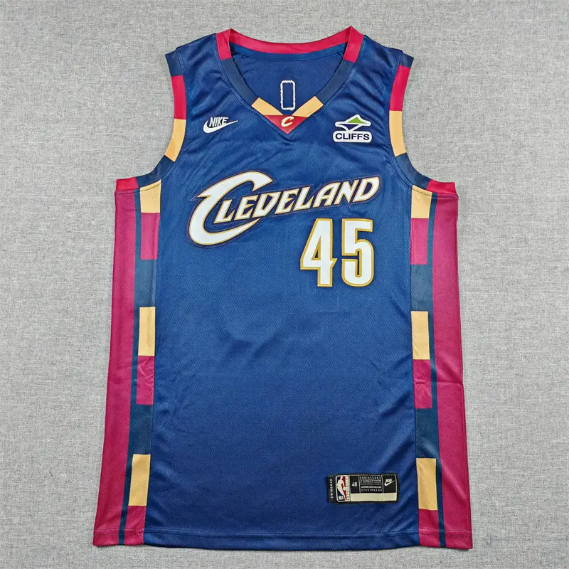Camiseta Donovan Mitchell #45 Cleveland Cavaliers Azul Oscuro Classic Edition