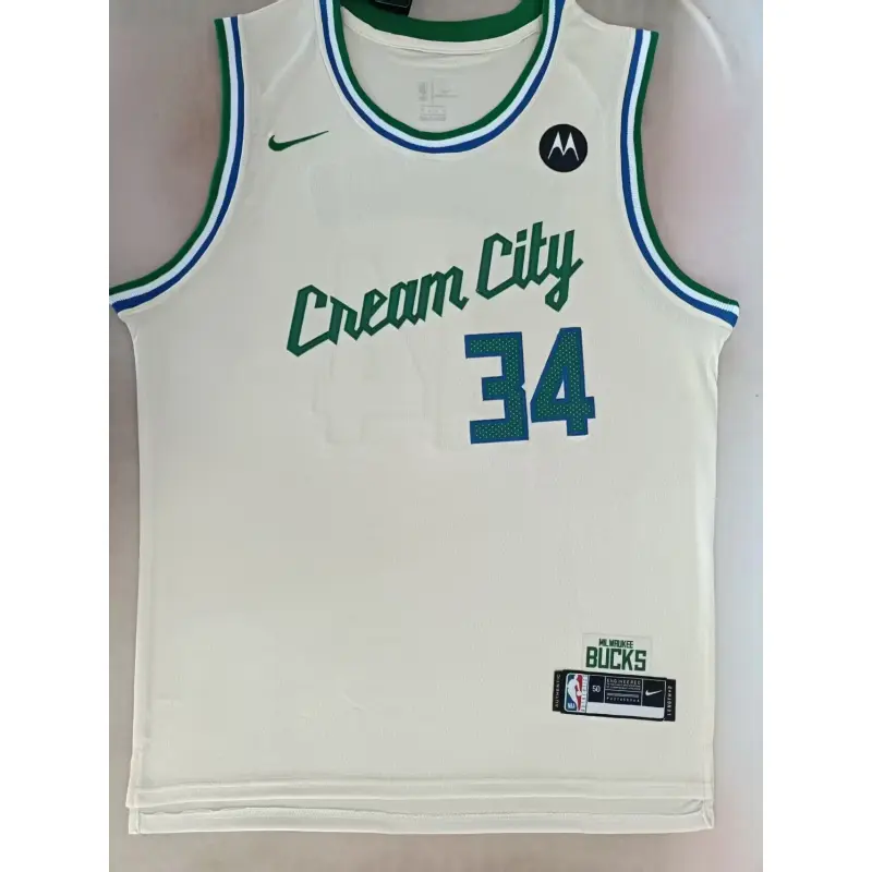 Camiseta Giannis Antetokounmpo #34 Milwaukee Bucks Blanco City Edition