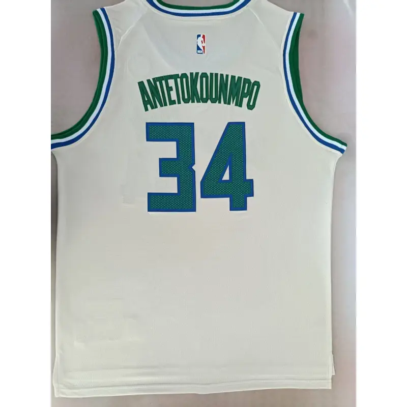 Camiseta Giannis Antetokounmpo #34 Milwaukee Bucks Blanco City Edition