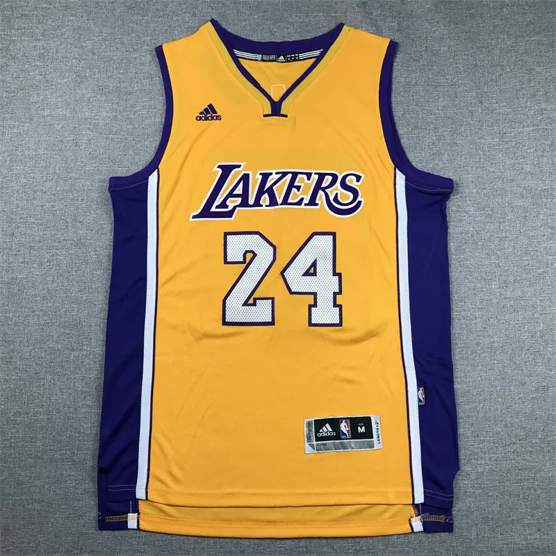 Camiseta Kobe Bryant #24 Los Angeles Lakers Amarillo Retro