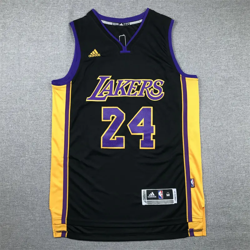 Camiseta Kobe Bryant #24 Los Angeles Lakers Negro/Amarillo Retro