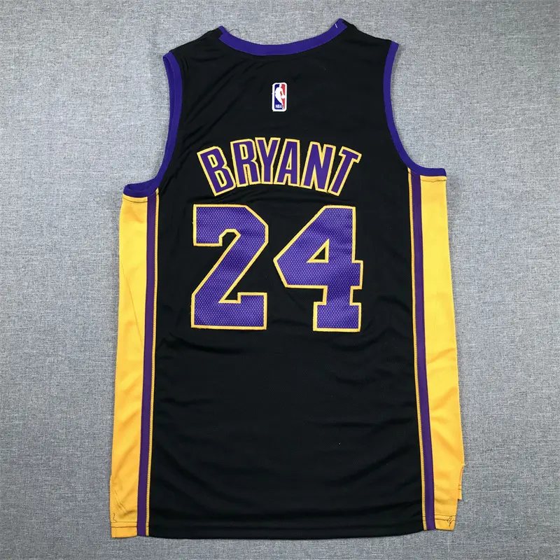 Camiseta Kobe Bryant #24 Los Angeles Lakers Negro/Amarillo Retro
