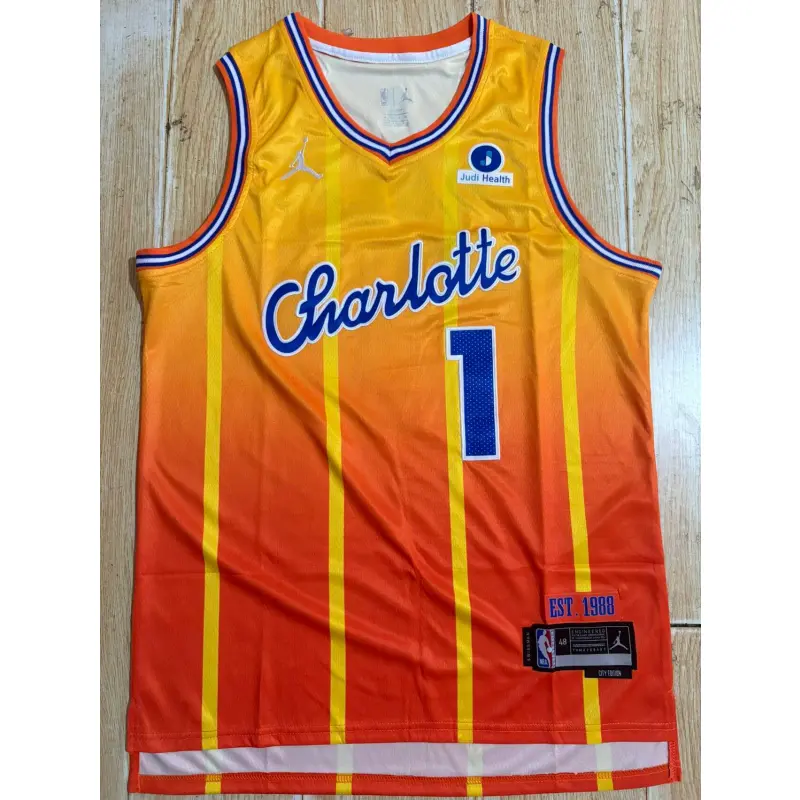 Camiseta LaMelo Ball #1 Charlotte Hornets Naranja/Amarillo City Edition