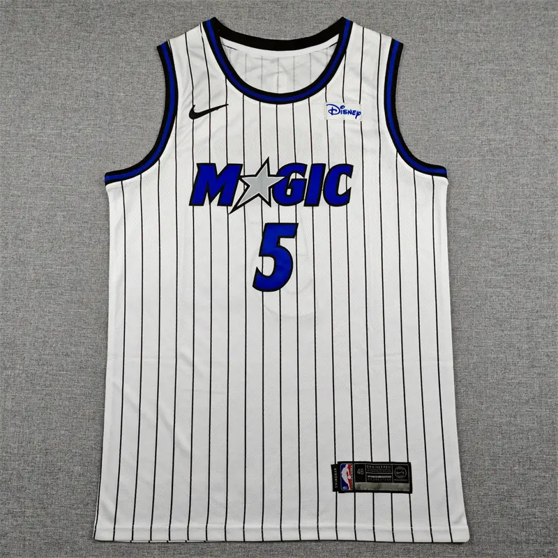 Camiseta Paolo Banchero #5 Orlando Magic Blanco con rayas
