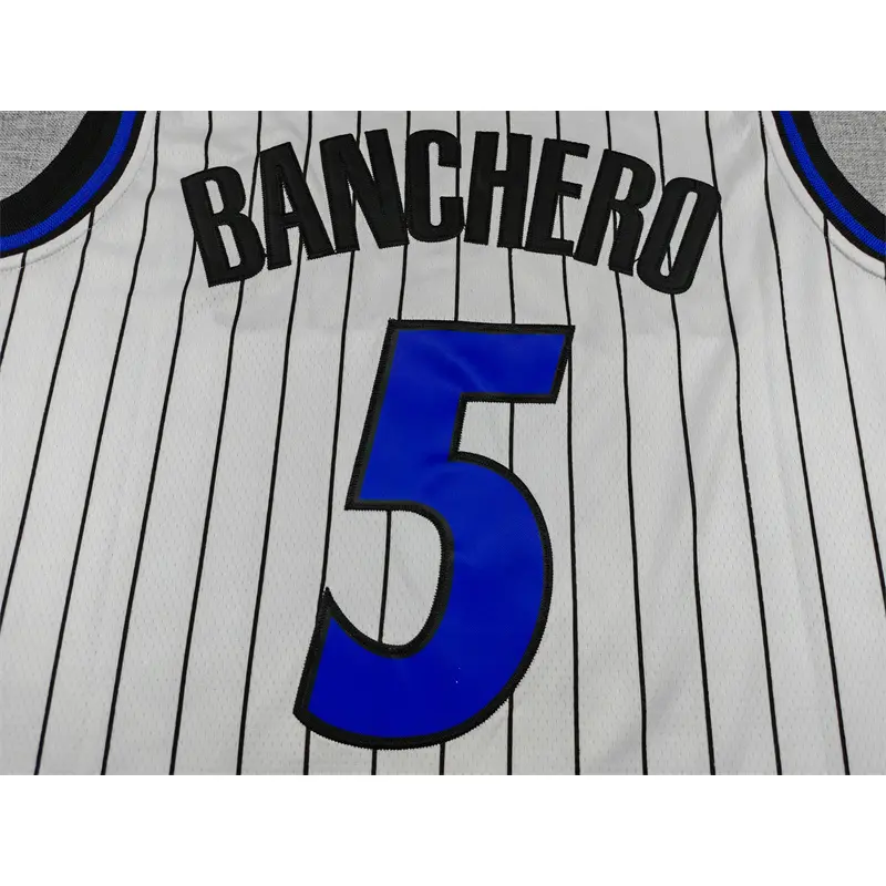 Camiseta Paolo Banchero #5 Orlando Magic Blanco con rayas